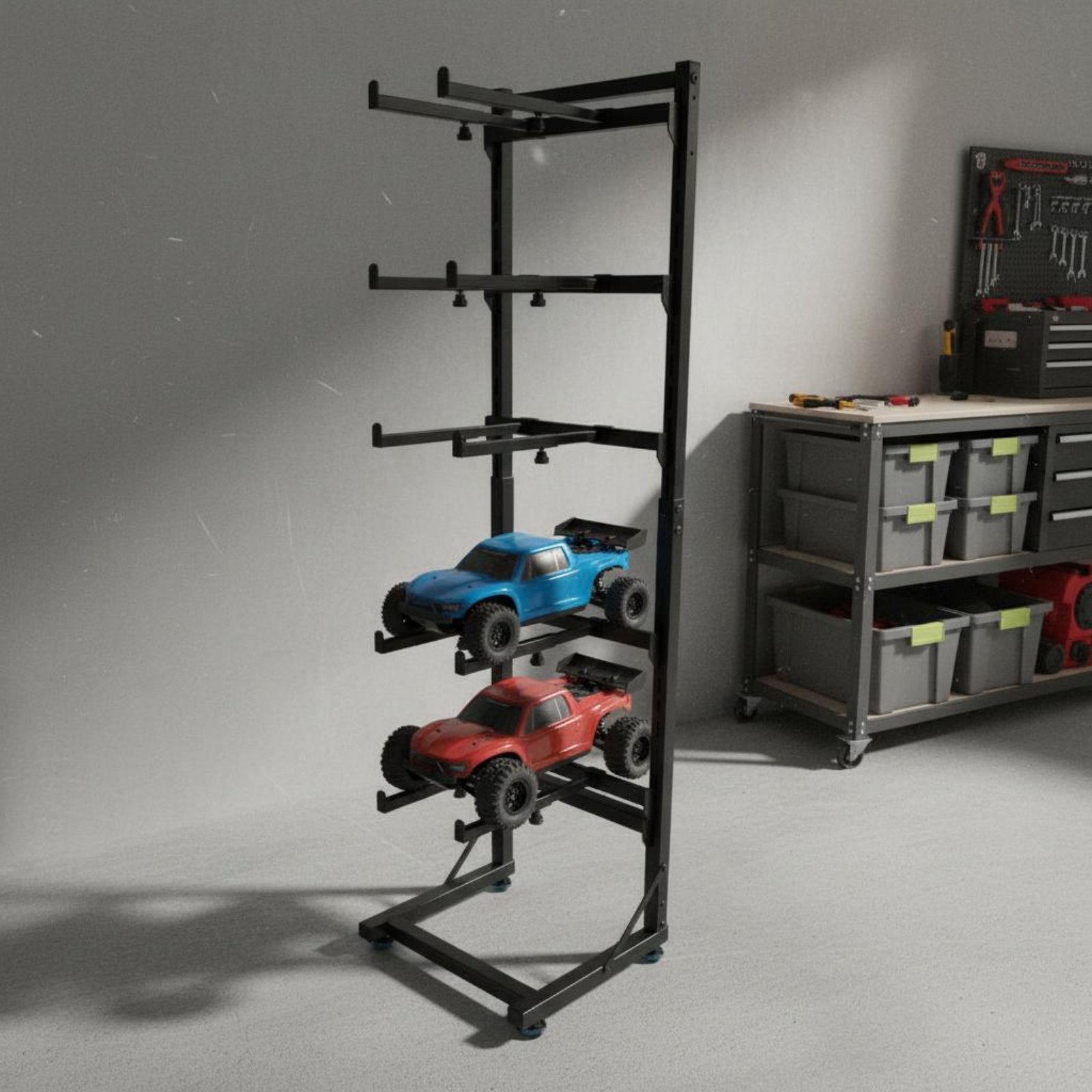 حامل عرض سيارات التحكم عن بعد  - مراجعة Rc Hobby Garage وسعره